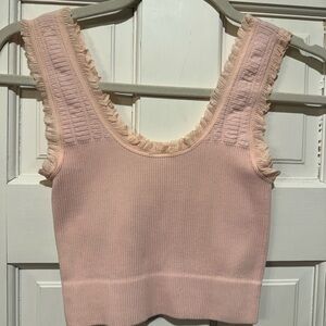 Pink Ruffled Crop Top